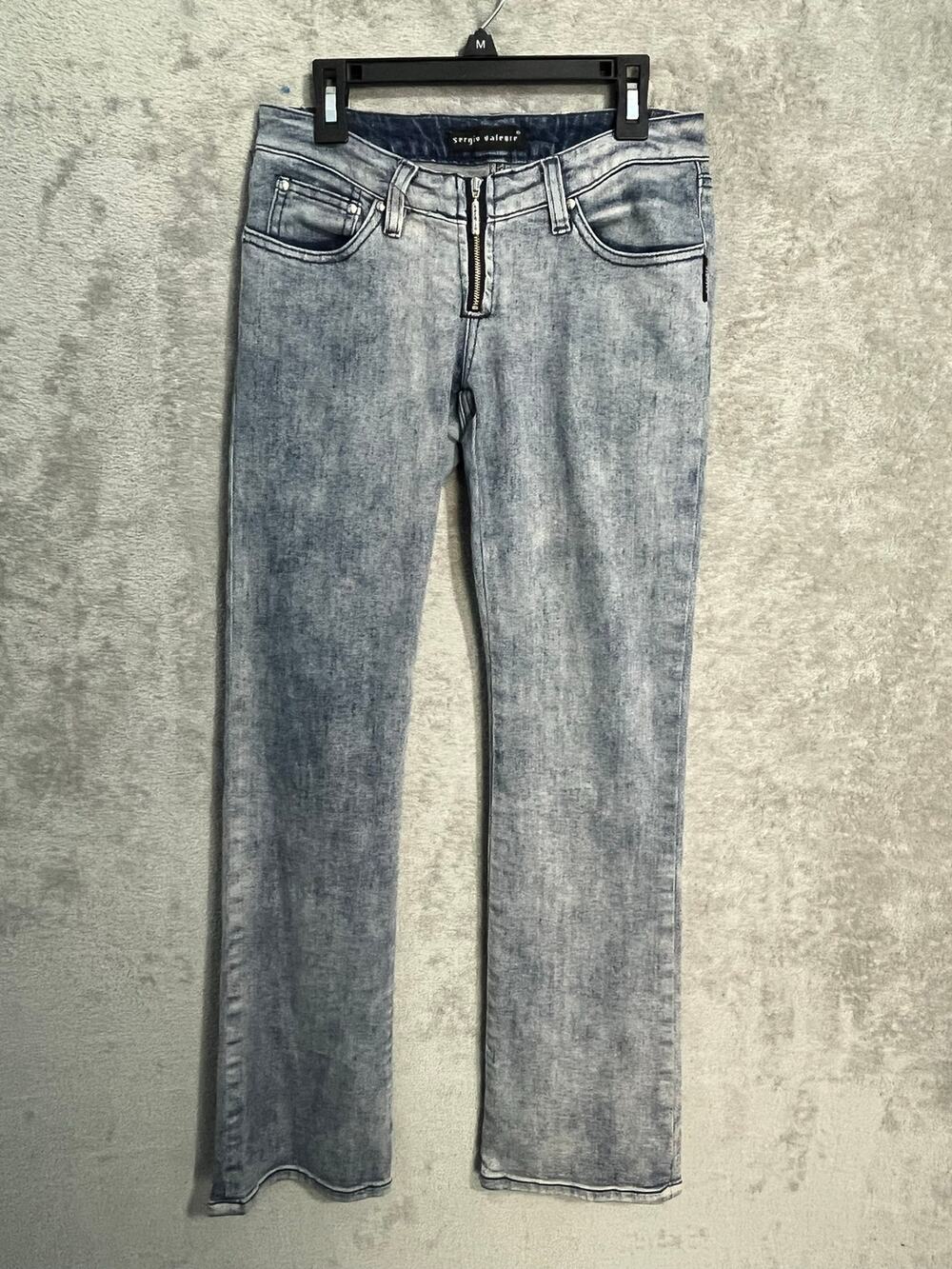 Y2K Sergio Valente Jeans 25 Low Rise Acid Wash Expose Zipper Bootcut Grunge